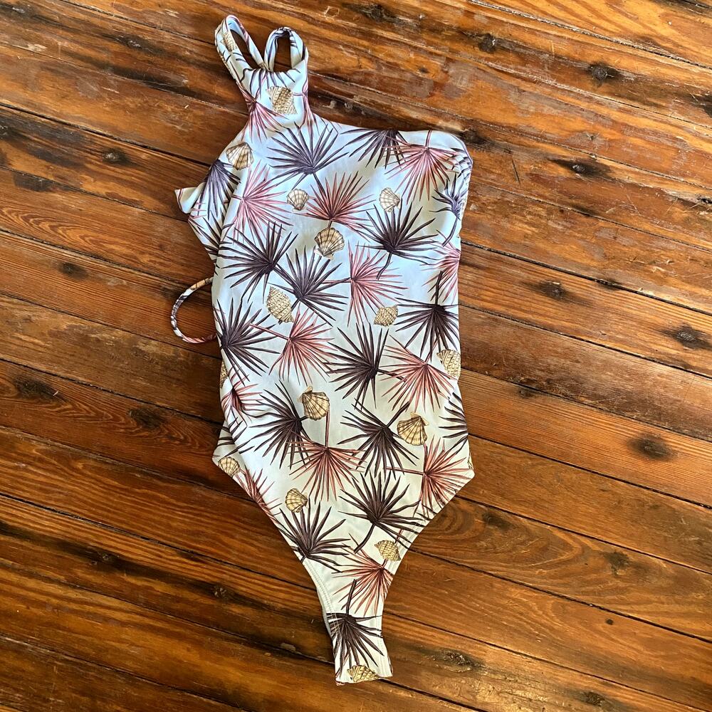 One Shoulder One-Piece Swimsuit with shells and urchins size Large